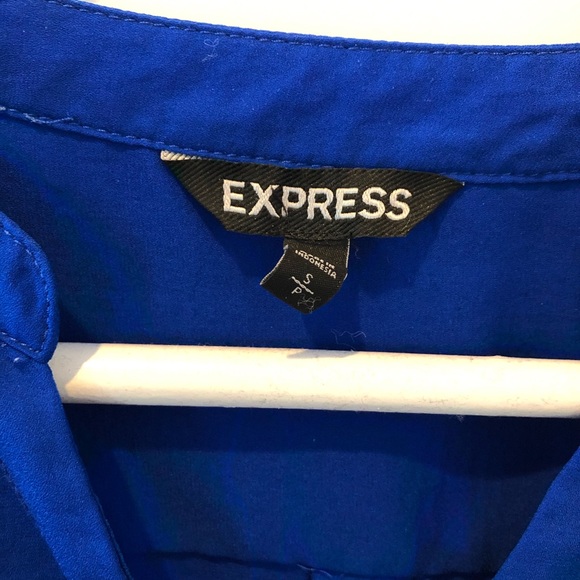 Express Blue Button Up Short Sleeve Shirt Sz Small - Picture 2 of 6